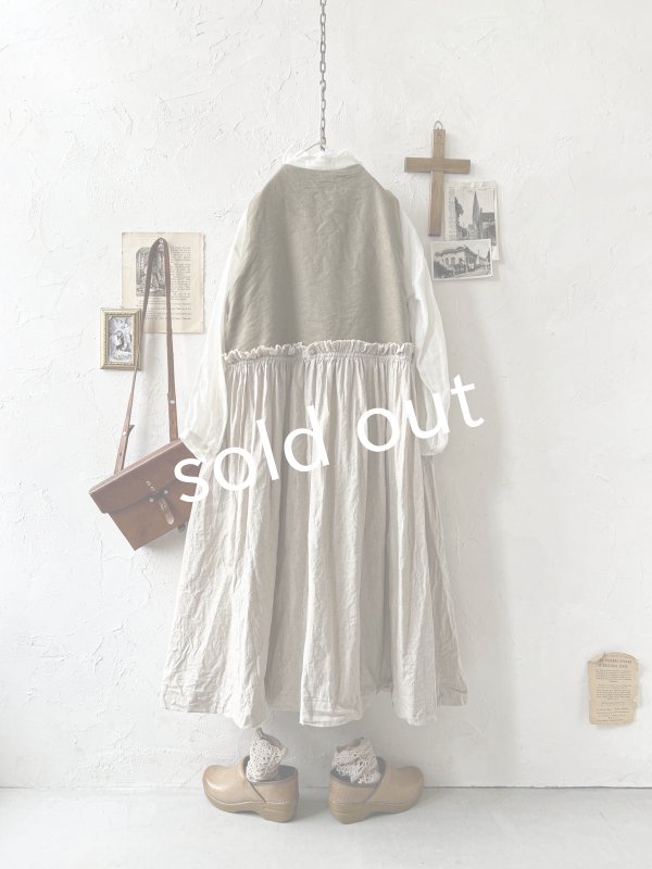 画像8: MARCHE' DE SOEUR／ベストワンピース・オリーブベージュ×生成り (8)