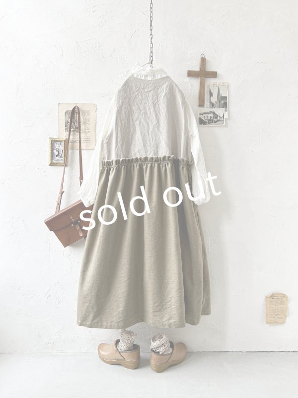 画像9: MARCHE' DE SOEUR／ベストワンピース・生成り×オリーブベージュ (9)