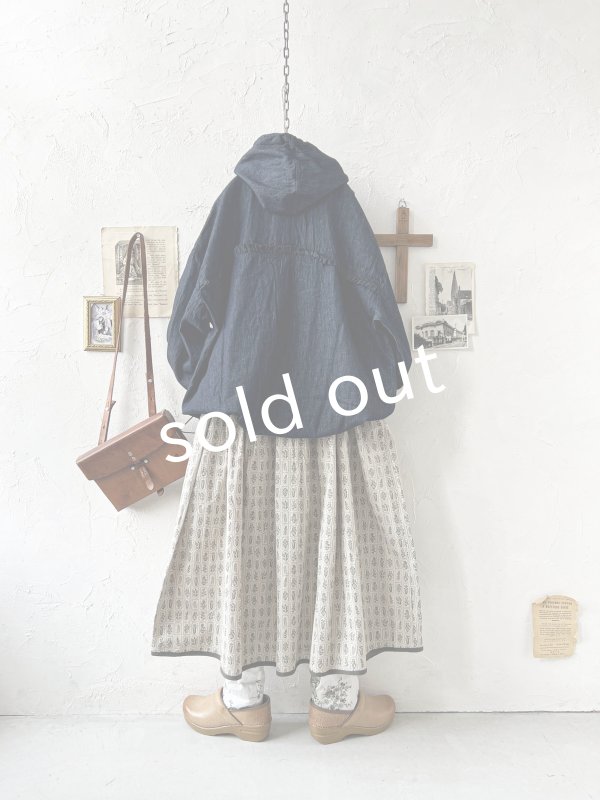 画像6: ubasoku/0017 フード付きデニムバルーンブラウス・インディゴ (6)