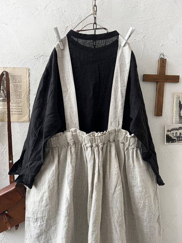 画像12: ubasoku/0023 裾レースのタックジャンパースカート・黒 (12)