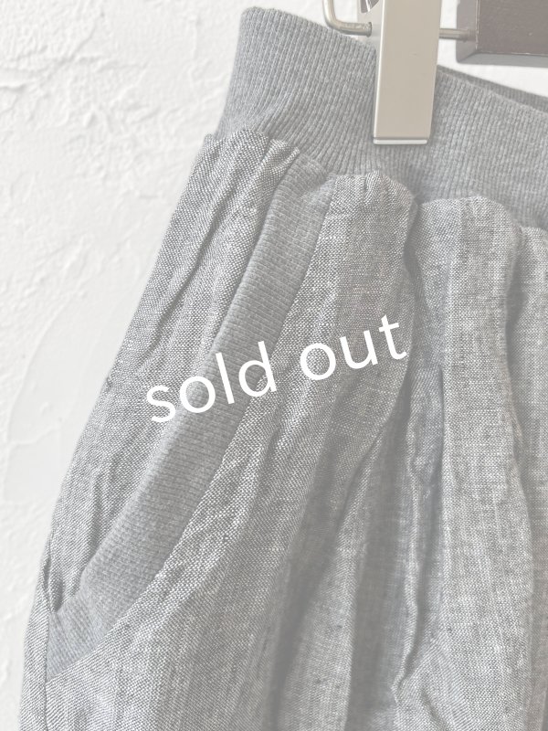 画像3: ubasoku/0055 ウエストリブボリュームパンツ・ブラックシャンブレー (3)