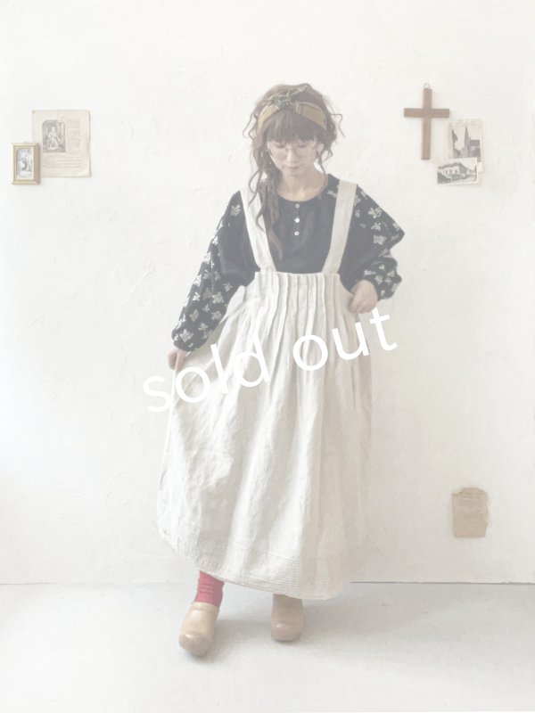 画像10: ubasoku/0023 裾レースのタックジャンパースカート・ナチュラル (10)