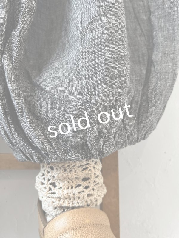 画像4: ubasoku/0055 ウエストリブボリュームパンツ・ブラックシャンブレー (4)