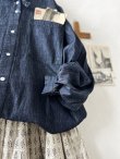 画像4: ubasoku/0017 フード付きデニムバルーンブラウス・インディゴ (4)