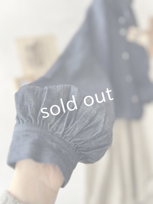 画像5: ubasoku/0017 フード付きデニムバルーンブラウス・インディゴ (5)