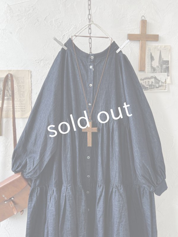 画像3: ubasoku/0039 デニムティアードワンピース・インディゴ (3)