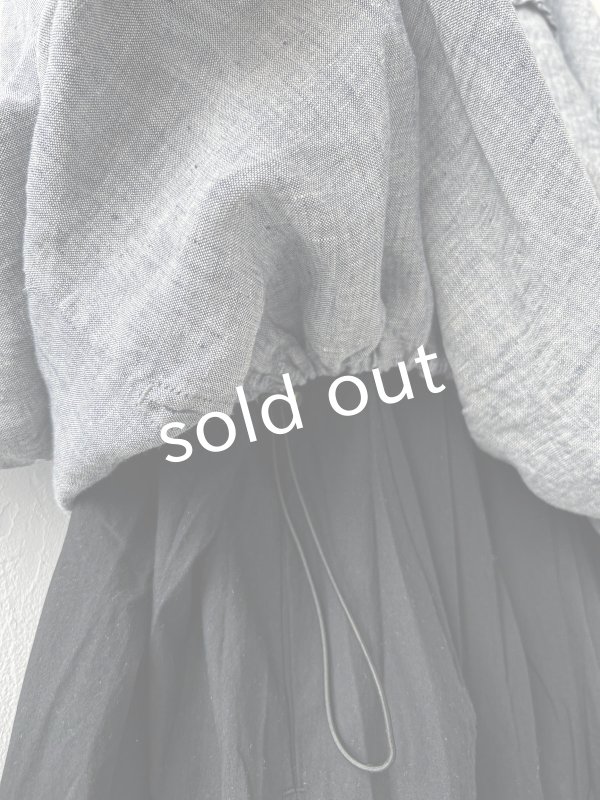 画像12: ubasoku/0016 フード付きバルーンブラウス・ネイビーシャンブレー (12)