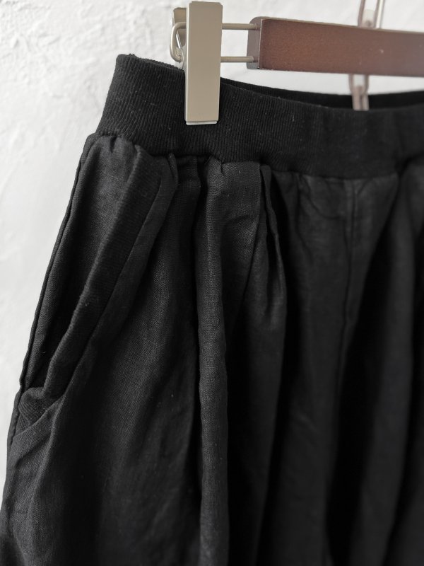 画像3: ubasoku/0053 ウエストリブボリュームパンツ・黒 (3)