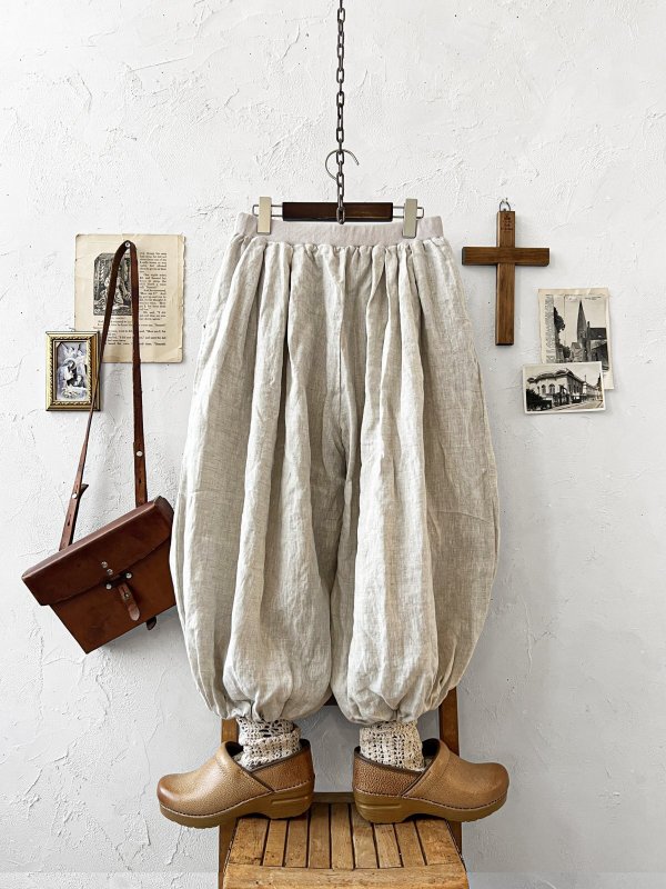 画像6: ubasoku/0053 ウエストリブボリュームパンツ・ナチュラル (6)