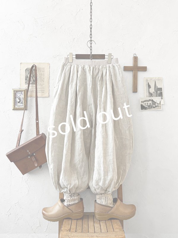 画像6: ubasoku/0053 ウエストリブボリュームパンツ・ナチュラル (6)