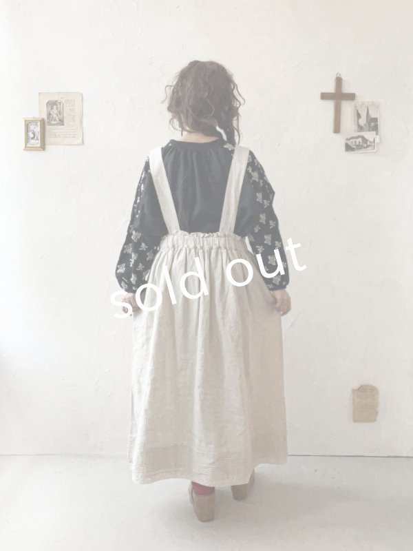 画像12: ubasoku/0023 裾レースのタックジャンパースカート・ナチュラル (12)