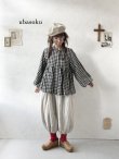 画像2: ubasoku/0107 パフ袖ギャザーブラウス・ブロックチェック (2)