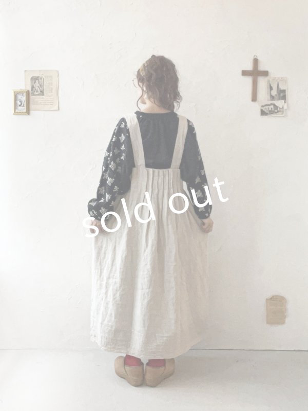 画像14: ubasoku/0023 裾レースのタックジャンパースカート・ナチュラル (14)
