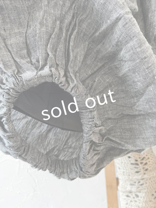 画像5: ubasoku/0055 ウエストリブボリュームパンツ・ブラックシャンブレー (5)