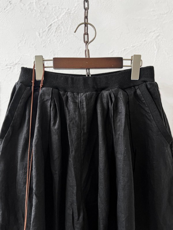 画像2: ubasoku/0053 ウエストリブボリュームパンツ・黒 (2)