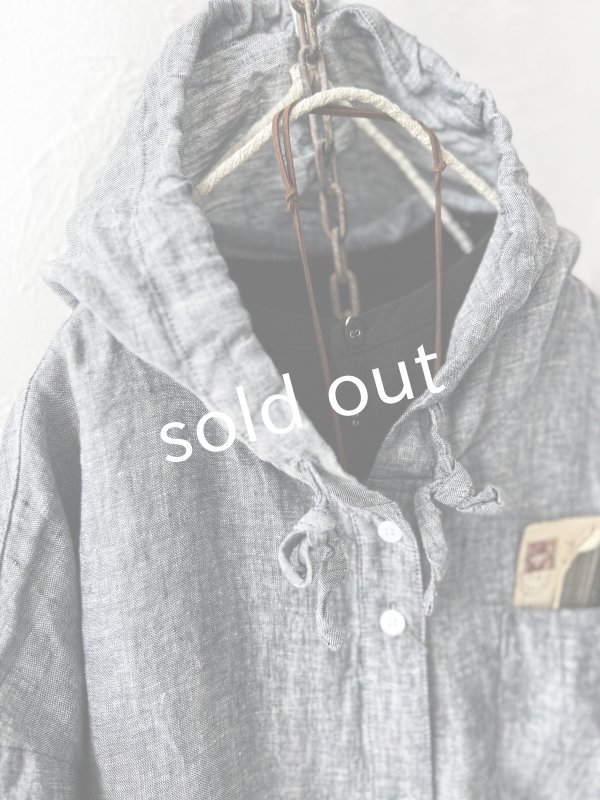 画像5: ubasoku/0016 フード付きバルーンブラウス・ネイビーシャンブレー (5)