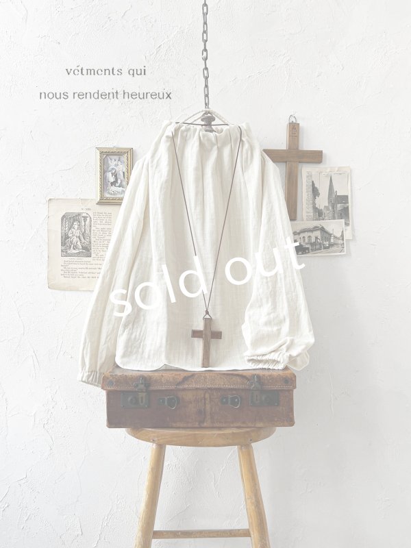 画像2: nous rendent heureux／タックネックブラウス・エクリュ (2)