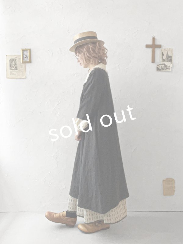 画像8: Re:born/リネン七分袖ワンピース・黒 (8)