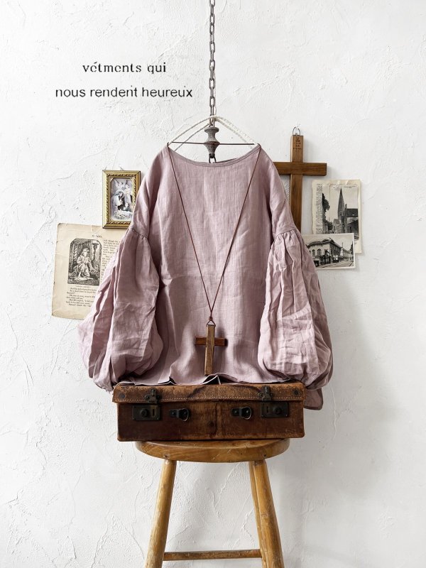 画像2: nous rendent heureux／バルーン袖ブラウス・モーヴピンク (2)