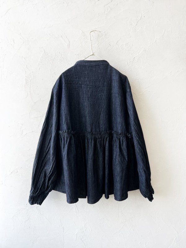 画像9: ubasoku/0108 ギャザーブラウス・インディゴ (9)