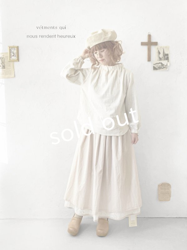 画像1: nous rendent heureux／タックネックブラウス・エクリュ (1)