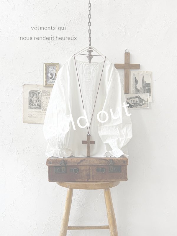 画像1: nous rendent heureux／シャーリングパフ袖ブラウス・オフ (1)