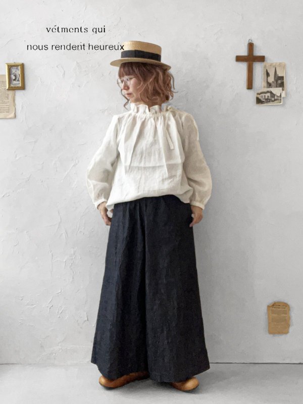 画像1: nous rendent heureux／りぼんフリル襟ブラウス・オフ (1)