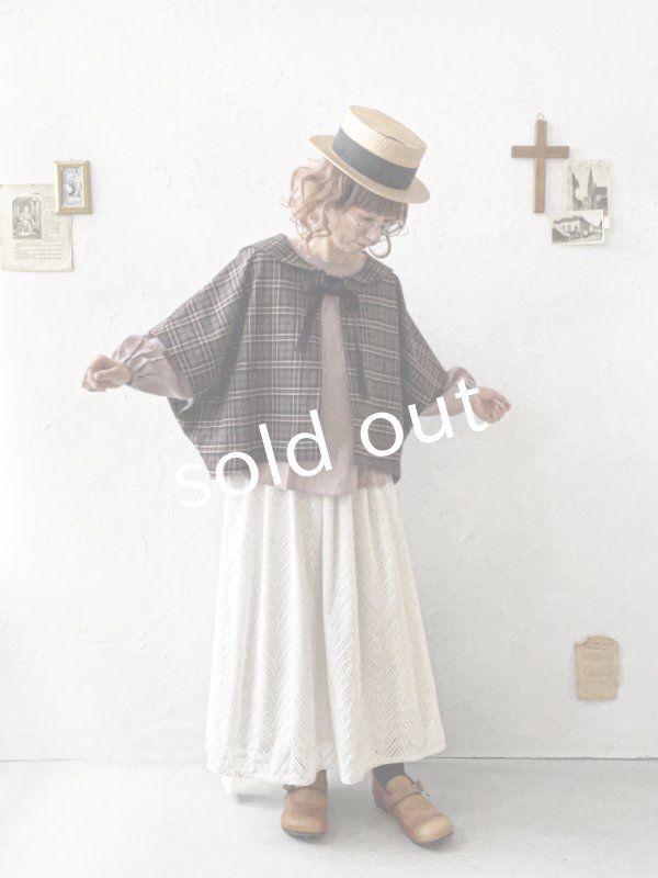 画像15: MARCHE' DE SOEUR／セーラー襟のタッセルちびジャケット・レッドブラウンチェック (15)