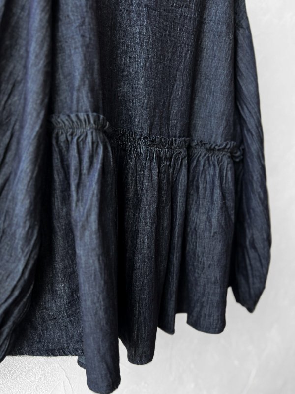 画像6: ubasoku/0108 ギャザーブラウス・インディゴ (6)