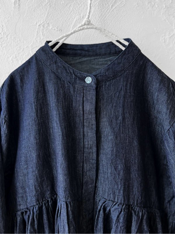 画像3: ubasoku/0108 ギャザーブラウス・インディゴ (3)
