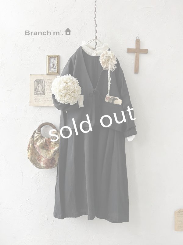 画像1: Branch m'／ウエストリボンジャケット・黒 (1)