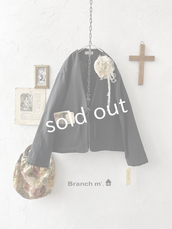 画像2: Branch m'／ウエストリボンジャケット・黒 (2)