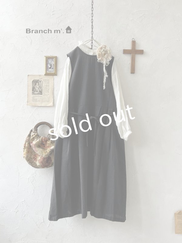 画像1: Branch m'／2wayウエストリボンワンピース・黒 (1)