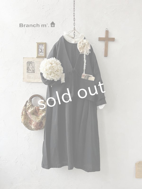 画像8: Branch m'／2wayウエストリボンワンピース・黒 (8)