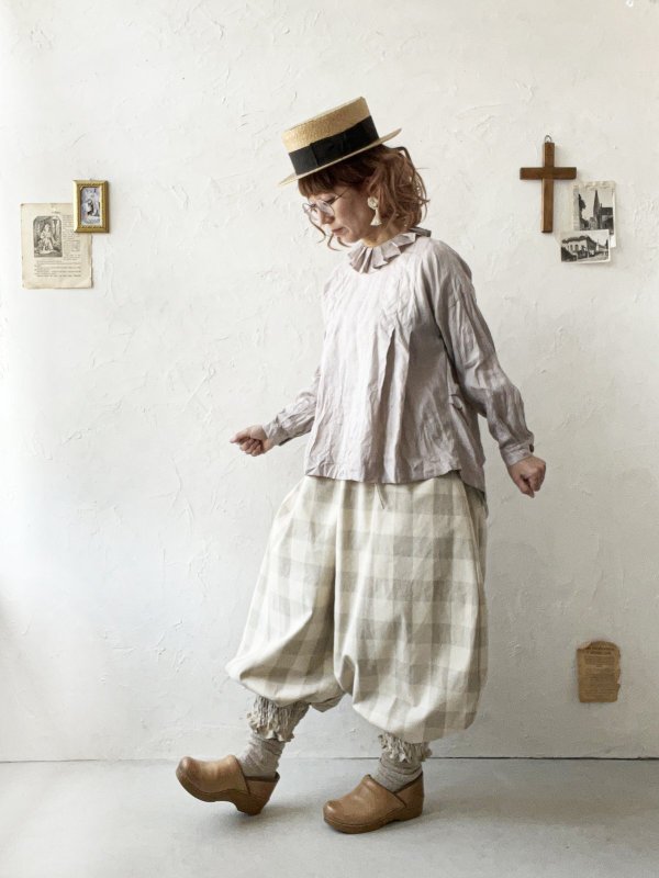 画像12: MARCHE' DE SOEUR／ピエロパンツ・ベージュブロックチェック (12)