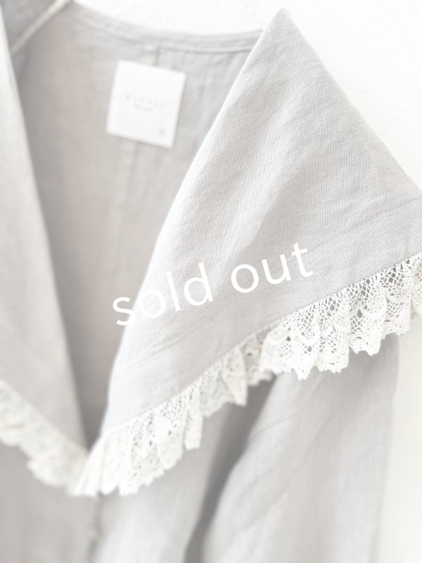 画像10: MAGALI /コルトレイクリネン レース襟カーディガン・グレー (10)