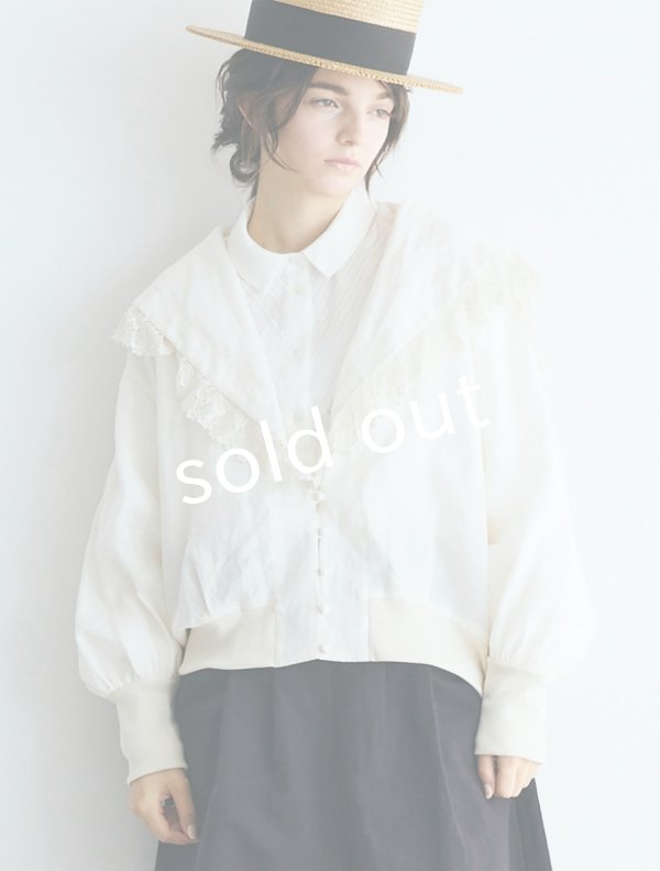 画像16: MAGALI /コルトレイクリネン レース襟カーディガン・アイボリー (16)