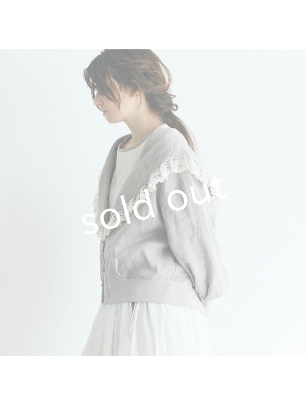 画像12: MAGALI /コルトレイクリネン レース襟カーディガン・グレー (12)