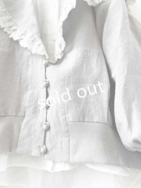 画像4: MAGALI /コルトレイクリネン レース襟カーディガン・グレー (4)