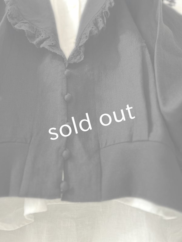 画像4: MAGALI /コルトレイクリネン レース襟カーディガン・ブラック (4)