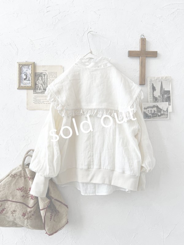 画像3: MAGALI /コルトレイクリネン レース襟カーディガン・アイボリー (3)