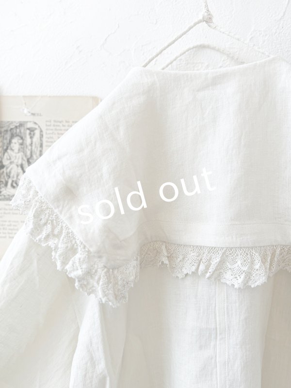 画像15: MAGALI /コルトレイクリネン レース襟カーディガン・アイボリー (15)