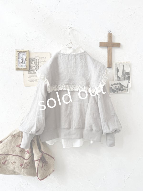 画像7: MAGALI /コルトレイクリネン レース襟カーディガン・グレー (7)