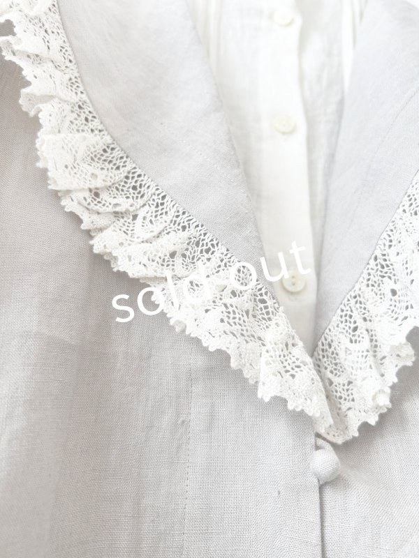 画像6: MAGALI /コルトレイクリネン レース襟カーディガン・グレー (6)