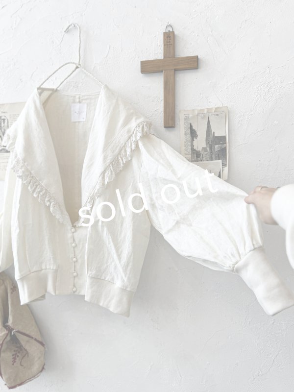 画像15: MAGALI /コルトレイクリネン レース襟カーディガン・ブラック (15)