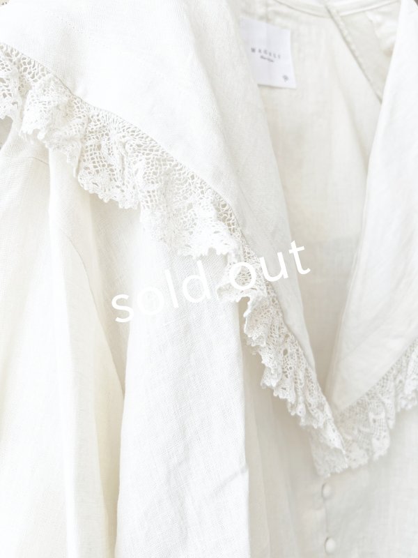 画像7: MAGALI /コルトレイクリネン レース襟カーディガン・アイボリー (7)