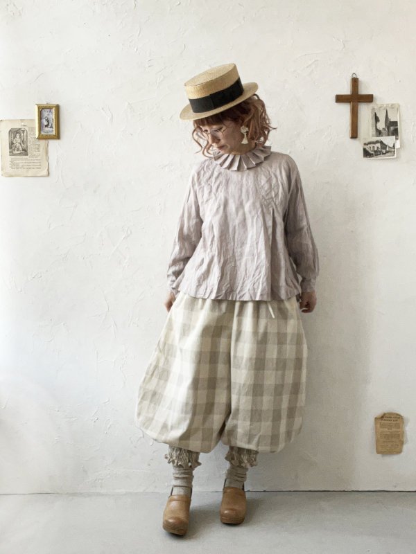 画像11: MARCHE' DE SOEUR／ピエロパンツ・ベージュブロックチェック (11)