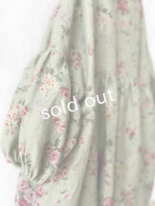 画像13: MARCHE' DE SOEUR／パフ袖チュニックワンピース・花柄モスグリーン (13)