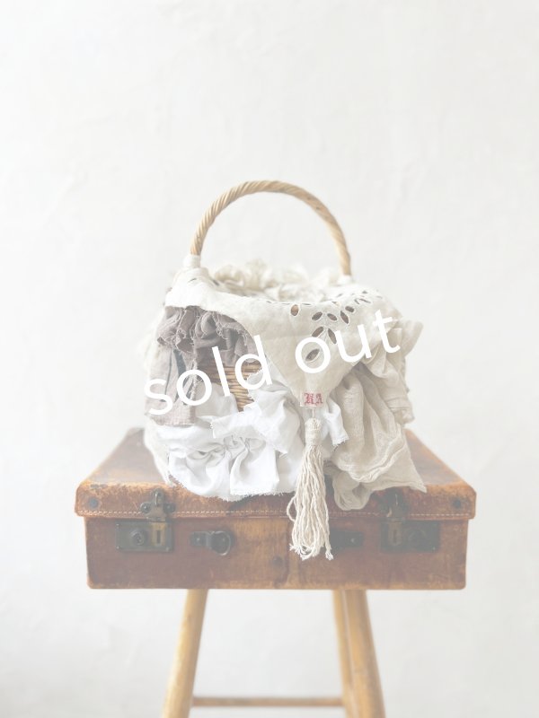 画像2: pollenbienco／アンティークレースのバスケット・B (2)