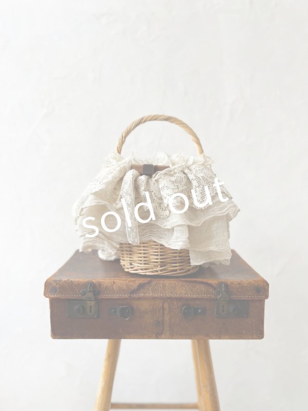 画像4: pollenbienco／アンティークレースのバスケット・B (4)
